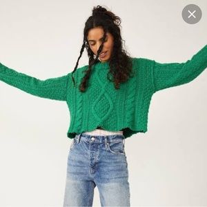 Free People Cutting Edge Cable Cropped Sweater